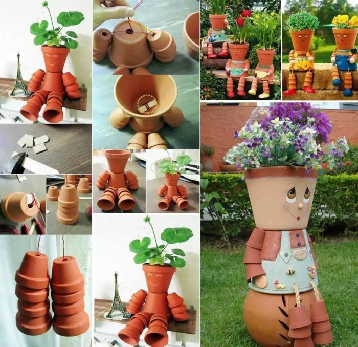 Unusual small terracotta plant pots