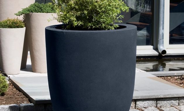 Black outdoor plant pots